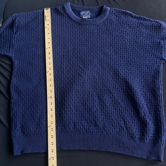 Vintage Old Glory Sweater Mens Extra Large Blue Textured Grandpa Cotton Preppy - Picture 7 of 8